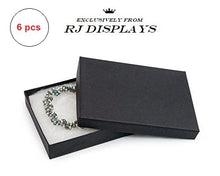 Load image into Gallery viewer, 6 Pack Cotton Filled Matte Black Color Paper Cardboard Jewelry Necklace Bracelets Watch Gift and Retail Boxes Size 7 1/8&quot; x 5 1/8&quot; x 1 1/8&quot; Inch - by R J Displays
